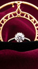 Fototapeta premium Diamond ring on velvet (2)
