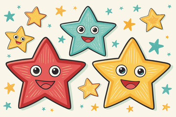 Crisp Cartoon Happy Star With Bold Outline Creative Visual