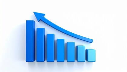 Step by step bar chart with upward arrow
