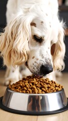 Dog eating food from bowl