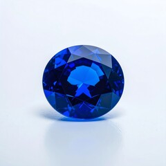 Blue Oval Crystal, Studio Shot, White Background