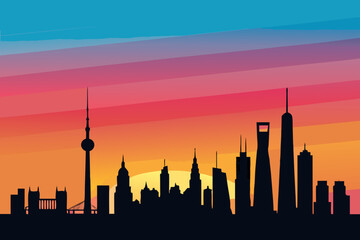 Obraz premium Showcasing Create Bold Stroke Minimalist Skyline Silhouette Dynamic High-Quality Stock Image
