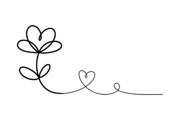 Minimalist flower and heart line art