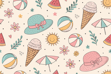 Crisp Cute Summer Pastel Doodle With Bold Outlin Creative Visual