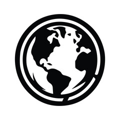 earth globe  silhouette outline logo design concept illustration 