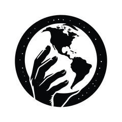 earth globe  silhouette outline logo design concept illustration 