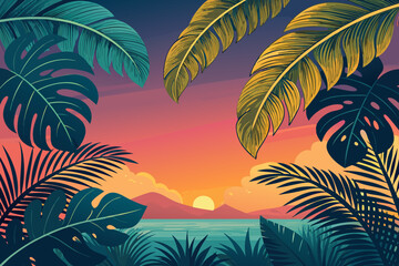 Showcasing Tropical Summer With Bold Palm Beautiful High-Quality Stock Image