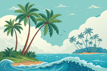 Tropical Island With Bold Palm Creative Visual Ideal for Marketing