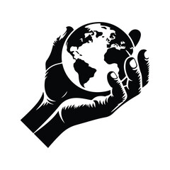 earth globe  silhouette outline logo design concept illustration 