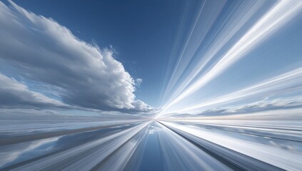 Abstract sky, clouds, and reflection, creating illusion of rapid movement