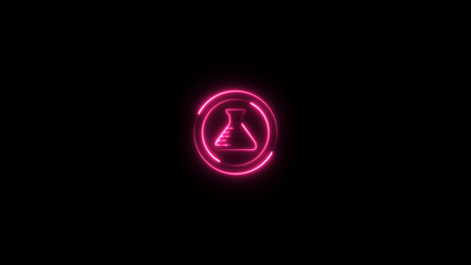 Glowing neon circle with Liquid test tube icon background.