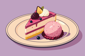 Restaurant banner showcasing a delicious cake on a dessert plate.