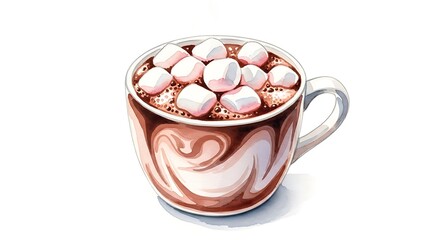 A Deliciously Warm Cup of Rich Hot Chocolate Topped Generously With Fluffy White Marshmallows on a Cozy Winter Day