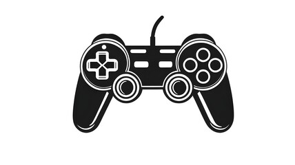 Black minimalist retro joystick icon isolated on white background