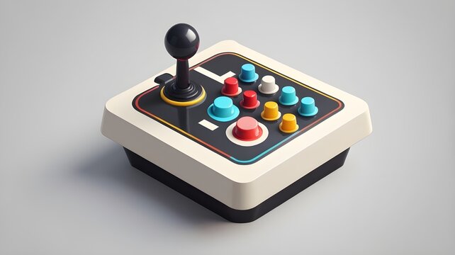 Pixel art joystick icon, simple retro arcade joystick style