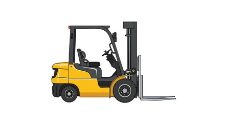 Fototapeta premium Illustration of a yellow and gray forklift with clear lines and cartoonish elements representing construction machinery