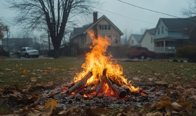Heating season air pollution from residential burning of wood, coal, or fossil fuels, contributing to smog and environmental issues in urban areas, Generative AI