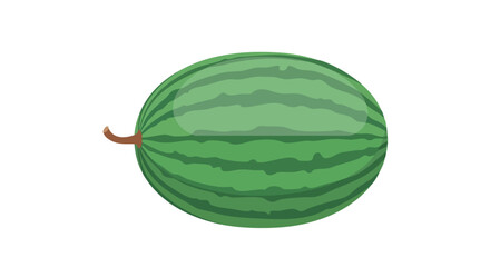Illustration of a Fresh and Juicy Watermelon with Green Rind and Stripes Isolated on a White Background