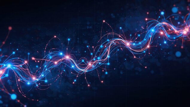 Bstract network connection with glowing nodes and lines background