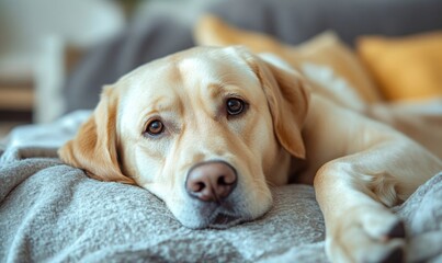 Loyal dog by a hospital bed offering emotional and men, Generative AI