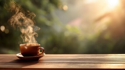 Morning Coffee Steam Warm Drink Hot Beverage Cozy Outdoor Scene