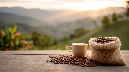 Sunrise Coffee Beans Mountain View Rustic Cup