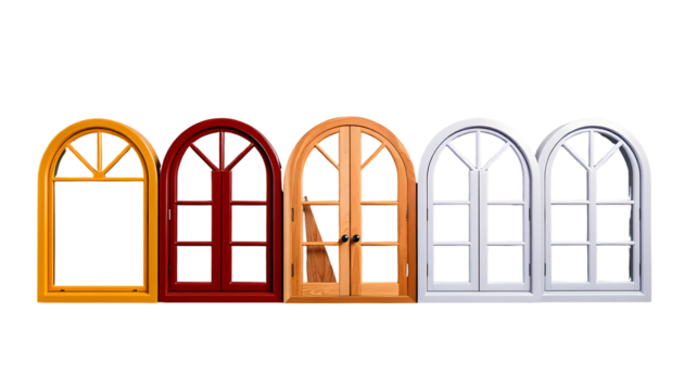 Colorful Arched Windows and Doors Collection with Frames