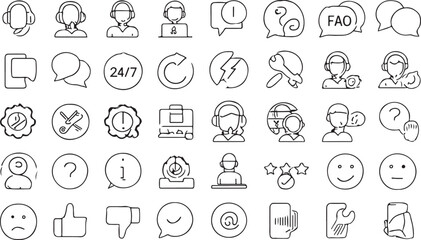 Customer service and communication icons support headset