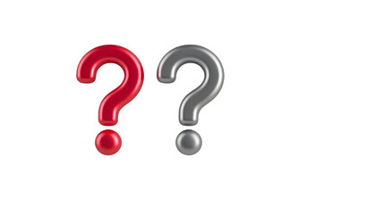 3D Rendered Question Marks Red and Silver Symbols