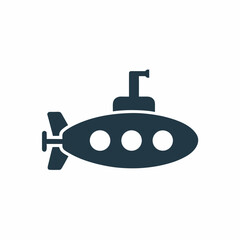 Minimal Submarine Silhouette vector Icon Illustration
