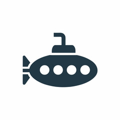 Minimal Submarine Silhouette vector Icon Illustration