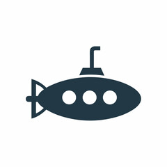 Minimal Submarine Silhouette vector Icon Illustration