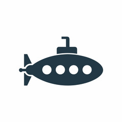 Minimal Submarine Silhouette vector Icon Illustration