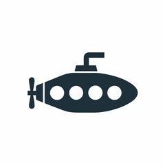 Minimal Submarine Silhouette vector Icon Illustration