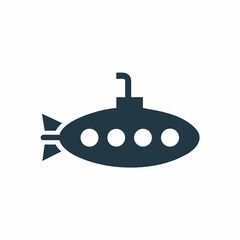 Minimal Submarine Silhouette vector Icon Illustration