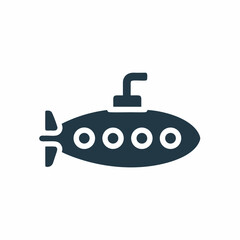 Minimal Submarine Silhouette vector Icon Illustration