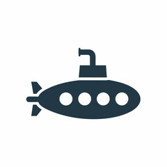 Minimal Submarine Silhouette vector Icon Illustration