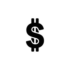 Simple, bold black dollar sign icon, isolated on white background.