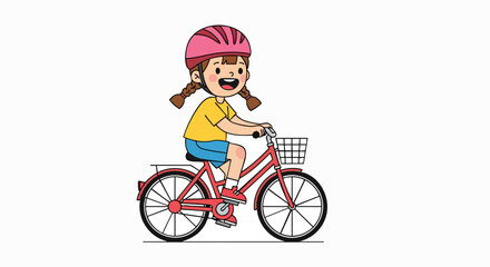 Obraz premium Happy girl riding bike