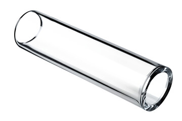 Clear glass cylinder with open ends isolated on a transparent background tube hollow
