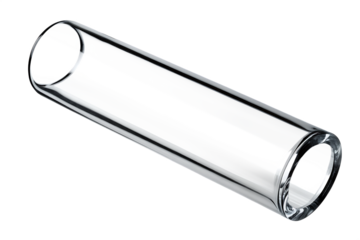 Clear glass cylinder with open ends isolated on a transparent background tube hollow