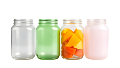 Glass Jars with Contents and Colors for Various Uses