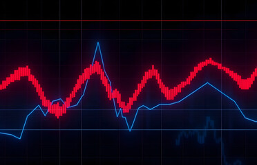 Business Technology Wallpaper with Futuristic Stock Graphs and Red Luxury Tones