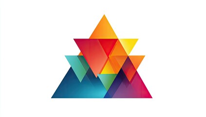 Abstract geometric design featuring overlapping colorful triangles