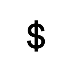 A bold, black dollar sign symbol rendered against a stark white background, representing currency and financial concepts.