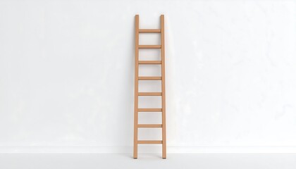 Wooden ladder against white wall