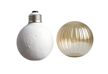 Decorative light bulbs, with white and gold spherical shapes for home decor.