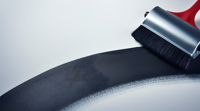 Red Paint Roller with Black Paint Stroke, Creative Design & Decoration Background Material
