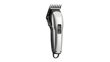 Obraz premium Silver and black hair clipper isolated on white background for grooming and personal care use tool kit on transparent background