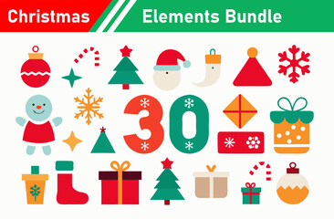 Fototapeta premium Festive Christmas Elements Bundle with Holiday Icons and Decorations for Graphic Design